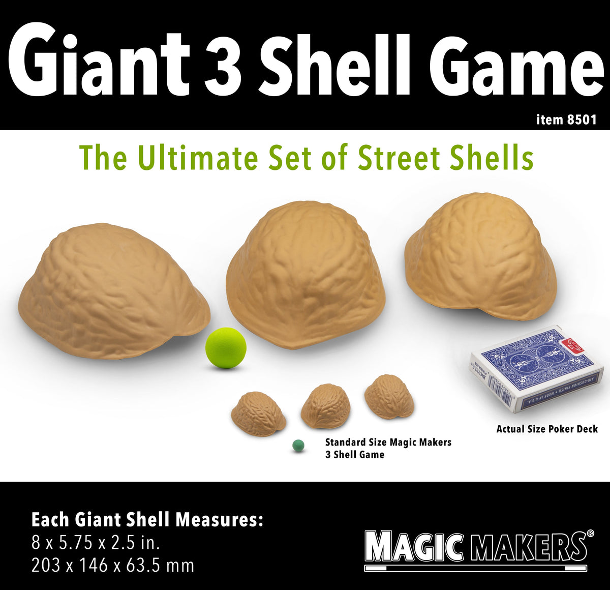 Giant Three Shell Game with Green Ball