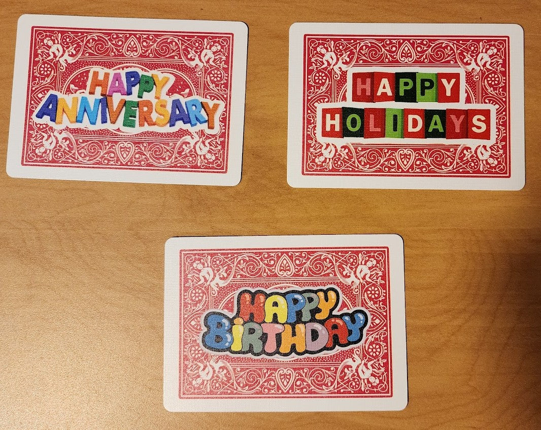 Gaff Playing Cards Blue Bicycle Back Happy Anniversary - Happy Holidays - Happy Birthday