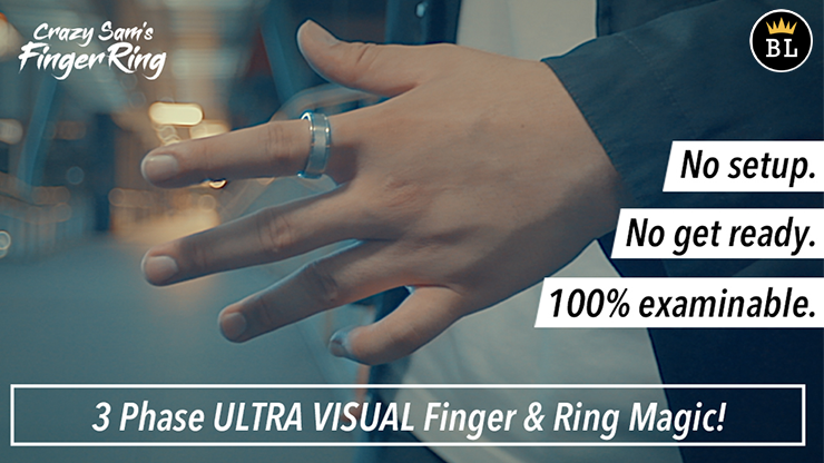 Hanson Chien Presents Crazy Sam's Finger Ring BLACK / EXTRA LARGE by Sam Huang (Gimmick and Online Instructions)