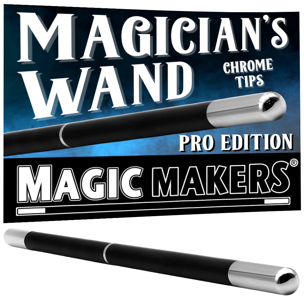 Magician's Pro Wand - Black with Chrome Tips