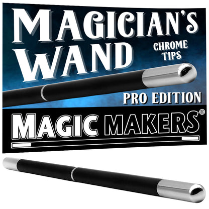 Magician's Pro Wand - Black with Chrome Tips