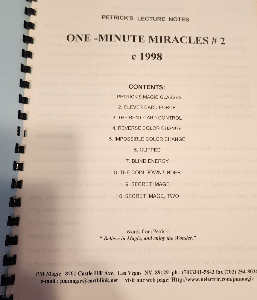 Petrick's One Minute Miracles #2 Lecture Notes