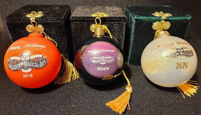 The Academy Of Magical Arts 2018 2019 and 2020 Holiday Ornaments