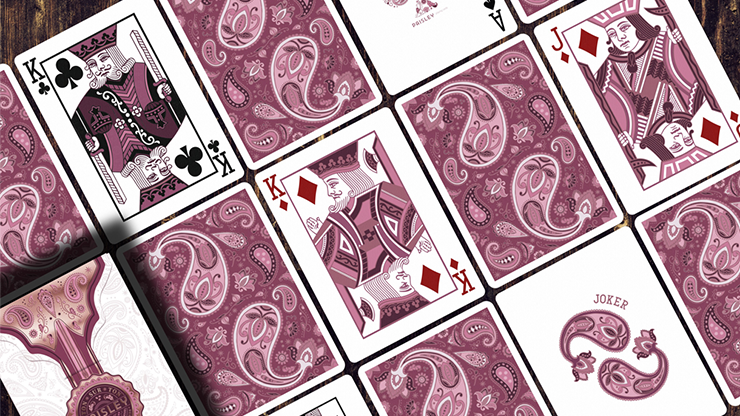 Marked Paisley Ton sur Ton Poudre Rouge Playing Cards