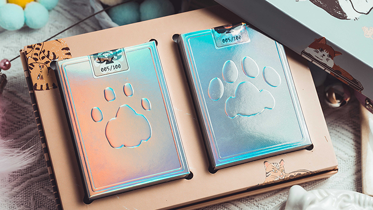 Holographic Naughty Dog and Liquid Cat Set Playing Cards by 808 Magic and Bacon Playing Card
